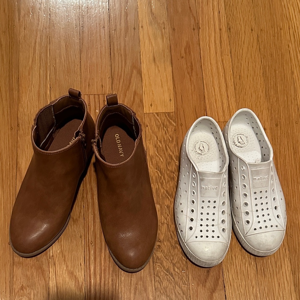Old Navy Boots and White Native Shoes